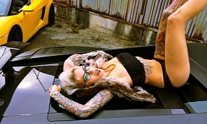 Girl With Horns Sits on a Lamborghini. What?