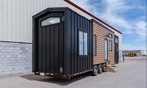 Glamorous Tiny Home Boasts a Perfect Main Floor Bedroom and a Versatile Workspace
