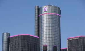GM Headquarters Turns Pink in Fight Against Cancer