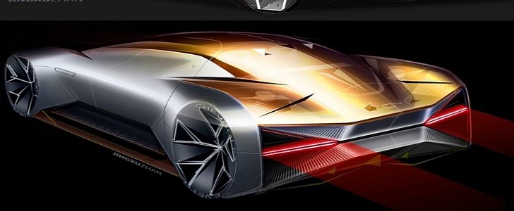 GM Design render of Chevrolet sports car - futuristic Corvette