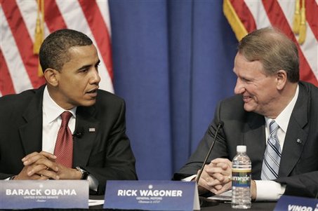 US President Barack Obama and GM CEO Rick Wagoner