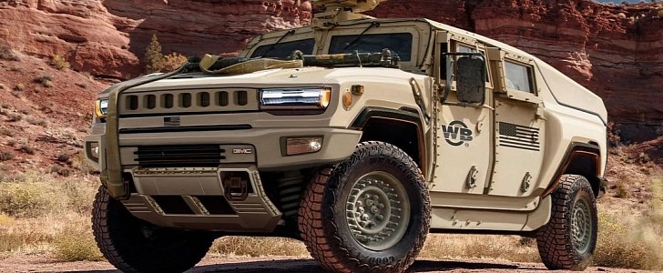 GMC Hummer EV Turned into Military Vehicle Is a Patriotic Rendering