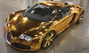 Gold Chrome-wrapped Bugatti Veyron Owned by Flo Rida Looks Grotesque