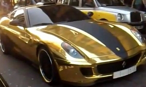 Gold Plated Ferrari 599 GTB Fiorano Roars on the Streets of London