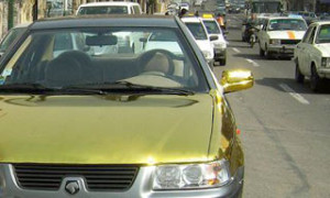 Gold-plated Samand on the Streets of Tehran