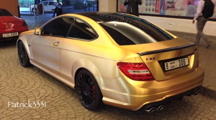 Mercedes-Benz C 63 AMG Coupe in Gold-Wrapped Vinyl