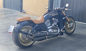 Golden Wheels and Brown Seat Make This Harley-Davidson V-Rod Look Awkward