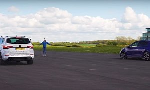 Golf R Drag Races Cupra Ateca SUV, Gets Demolished With Cheap Mod