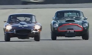 Goodwood Revival Lets Us See a Jaguar E-Type Being Raced by F1 Champion Jenson Button