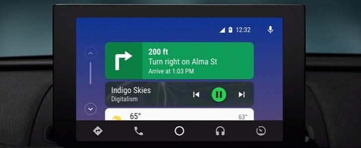 The old home screen in Android Auto
