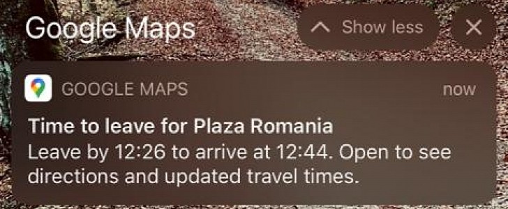 Google Maps departure notification