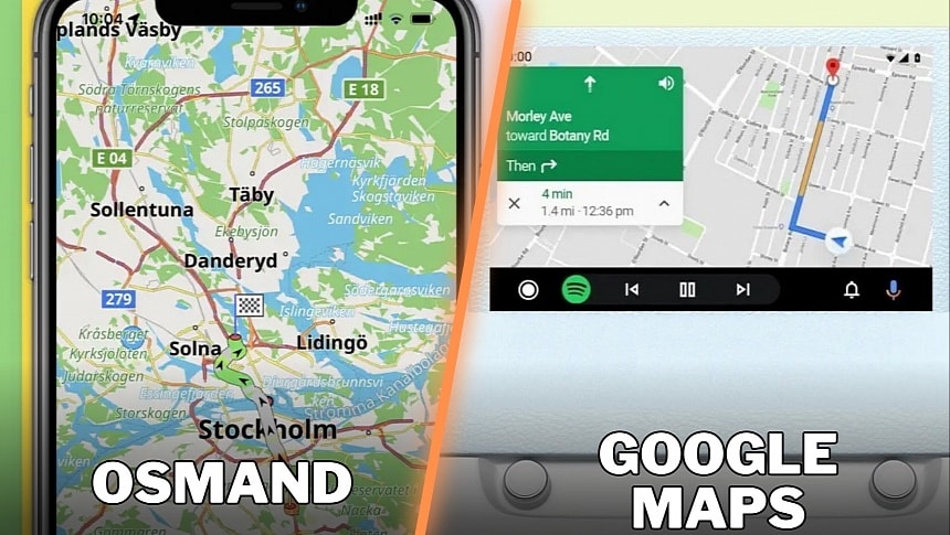OsmAnd frente a Google Maps