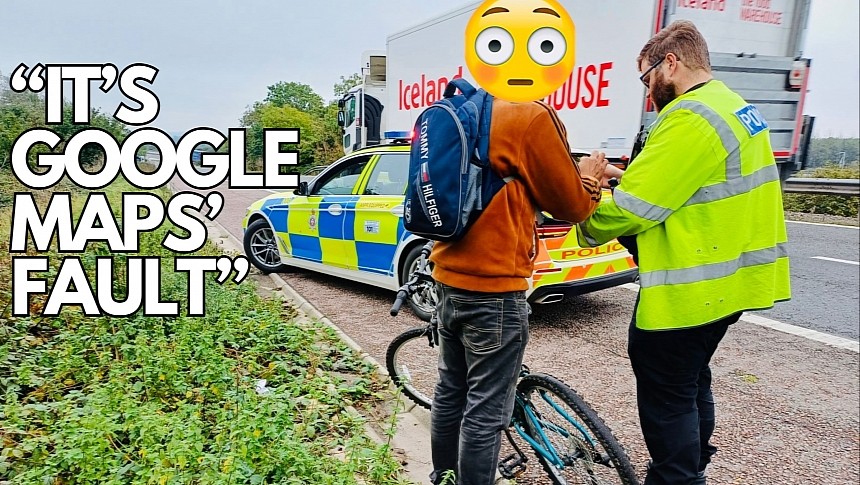 The cyclist was escorted off the motorway