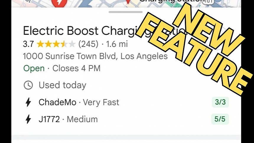 The new charging station info in Google Maps