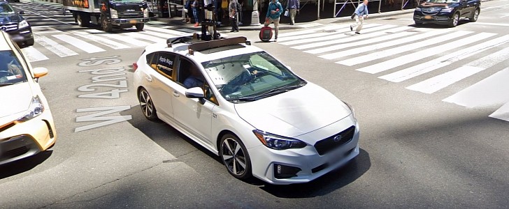 The Subaru Impreza Apple uses to capture Apple Maps data