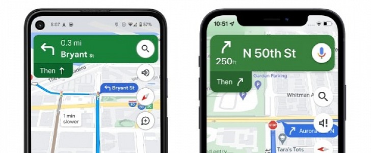 The updated maps on Google Maps