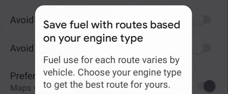 Engine type in Google Maps