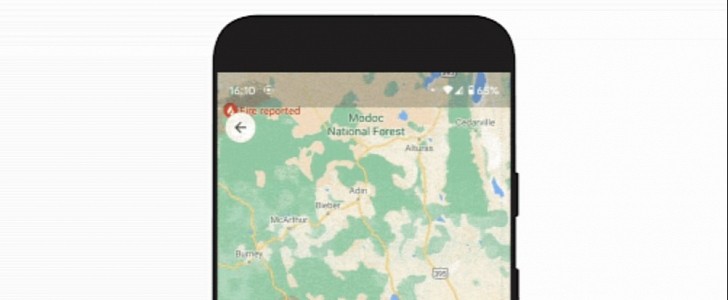 Google Maps wildfire information