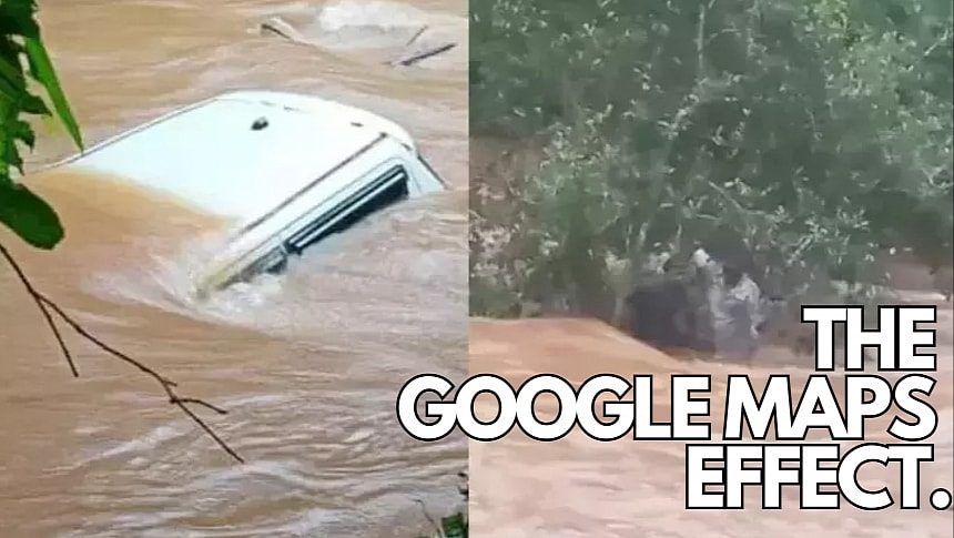 The car fell into the river after the driver followed Google Maps
