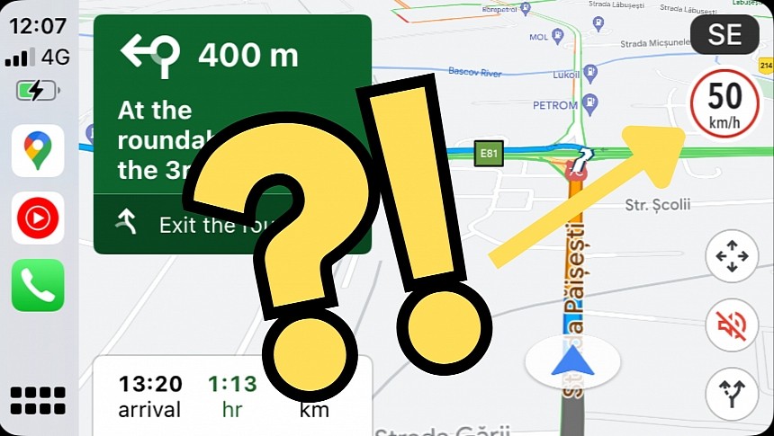 Google Maps speed limit info