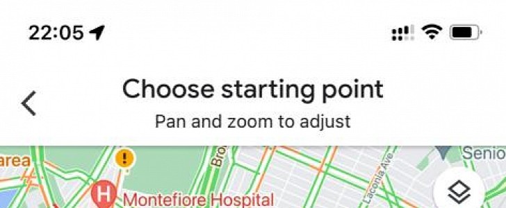 The "Choose on map" Google Maps feature