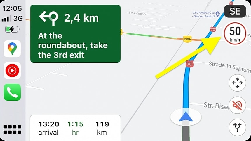How Google Maps currently shows speed limits