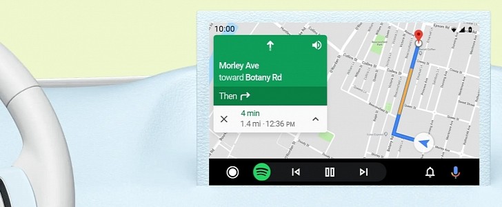 Google Maps running on Android Auto