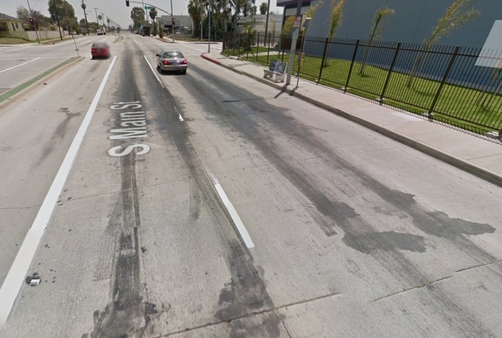 Street Racing Burnout Marks in Los Angeles