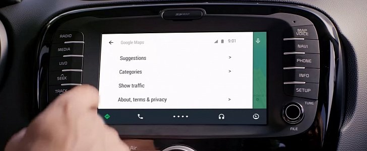 The first interface version of Google's Android Auto