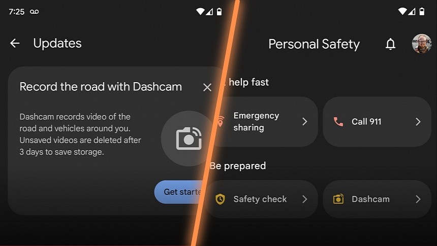 The new dashcam mode for Android
