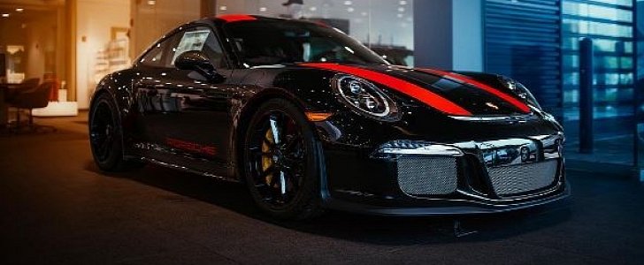 Black Porsche 911 R with Red Stripes