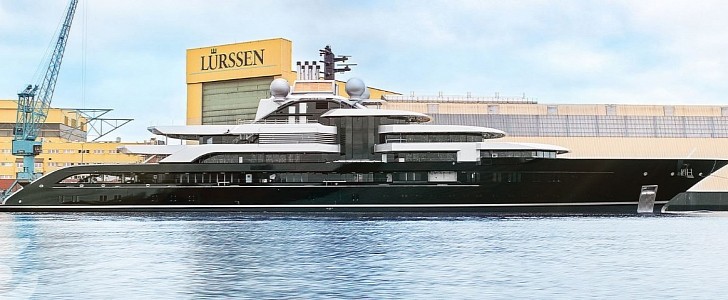 Crescent is a $600 million megayacht delivered by Lurssen in 2018, currently frozen in Spain