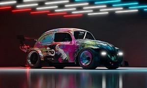 “Graffiti-Bombed” VW Beetle Cleverly Hides a Digital Restomod's Widebody Soul