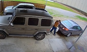 Grandma Mistakes Gears, Injures Grandson's Hand, and Smashes G-Class Merc