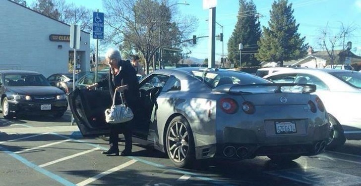 Granny Drives Nissan GT-R to the Supermarket