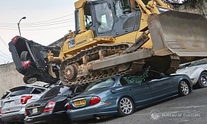 Graphic Video of Luxury Cars Destroyed with a Bulldozer