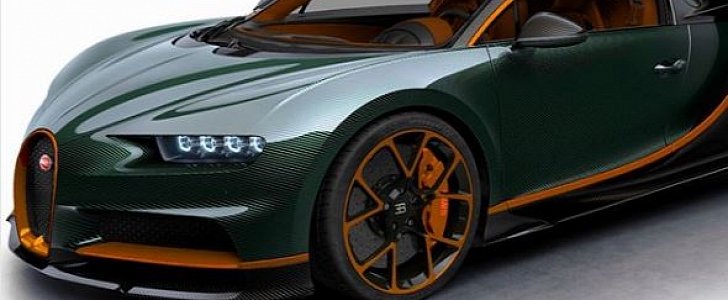 Green Carbon Bugatti Chiron with Orange Details