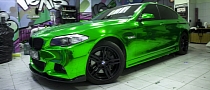 Green Chrome Wrap on BMW F10 5-Series M Sport