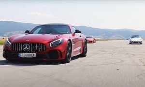 GT3 RS and Turbo S Porsche 911s Gang Up on Mercedes-AMG GT R in Quick Drag Races
