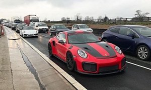 Guards Red 2018 Porsche 911 GT2 RS Caught in British Traffic Causes a Stir