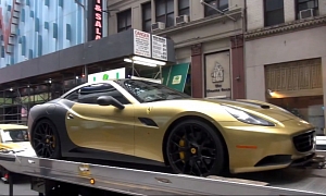 Gumball 3000 2012: Ferrari California with Gold / Matte Black Wrap in NY