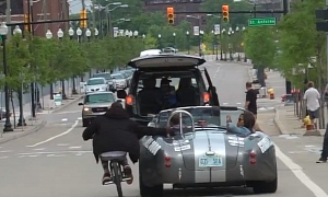 Gumball 3000 2012: Maximillion Cooper's Shelby Cobra Pulls a Bicyle