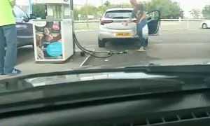 Guy Acting like a Fool at a Gas Station Has Us Wondering How Can He Even Drive?