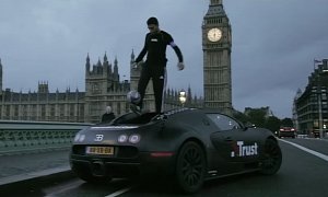 Guy Doing Football Freestyle Tricks on Bugatti Veyron Shows Disrespect – Video