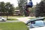 Guy Jumps Pocket Bike over Car, Ends in Funny Crash
