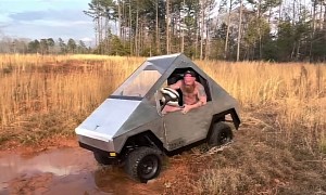 Guy Makes His Own Version of the Cybertruck, Drives It Into a Ditch