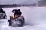 Guy Provokes a Quad ATV to a Rodeo in the Snow, Loses