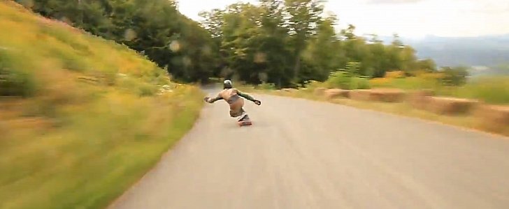 Norman Plante downhill skateboarding