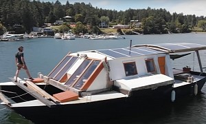 Guy Turns an Old Abandoned Boat Into an Epic Off-Grid Home on Water