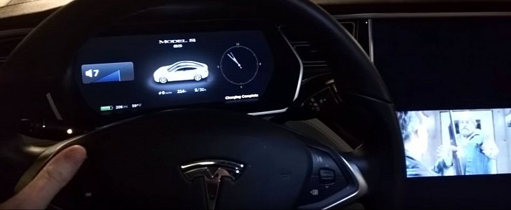 Model S playing video